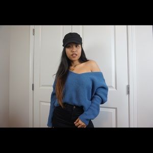 Knitted blue sweater